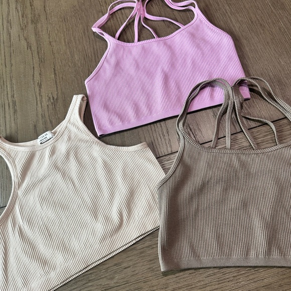 Bundle of 3 Ribbed Crop Tank Tops Size Small - Picture 2 of 11